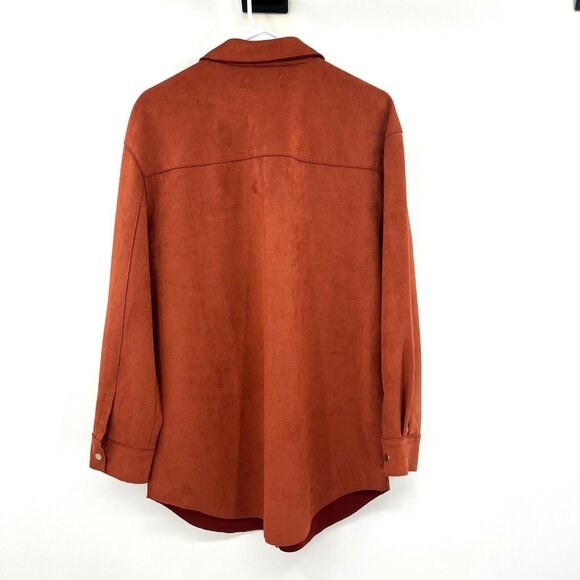 Philosophy Orange Faux Suede Button Front Shacket Women's Large - Picture 5 of 5